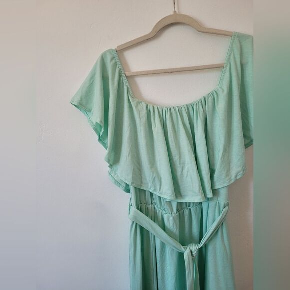 Pinup Fashion Teal Mint Green Maxi Dress Flattering Slimming Plus Size 18 W - Picture 8 of 12